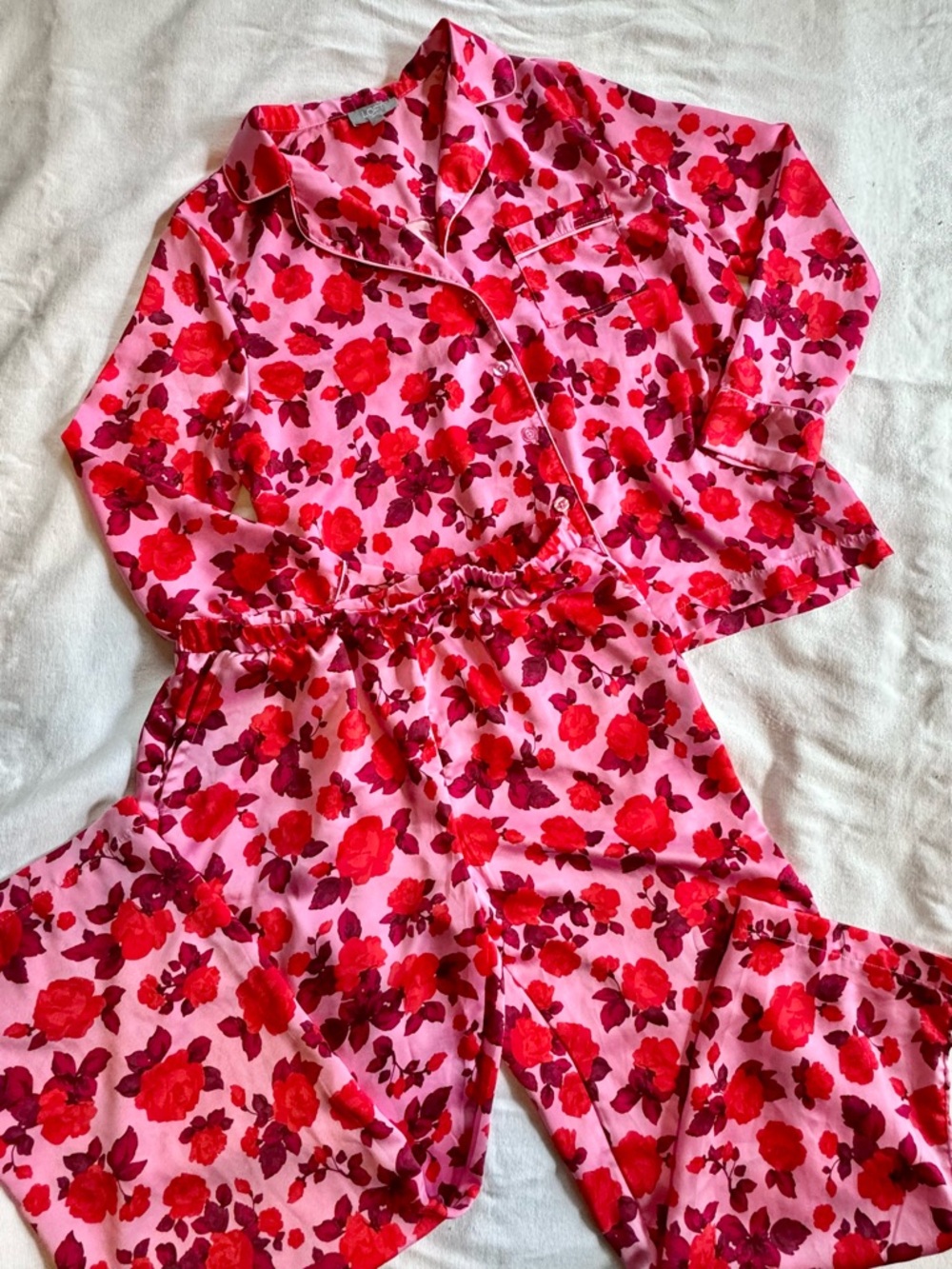 LOF Pink and Red Floral Pajama Bottoms